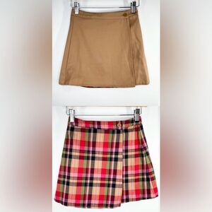 NWT KC Parker Reversible Plaid And Tan Canvas Wrap Skirt 10